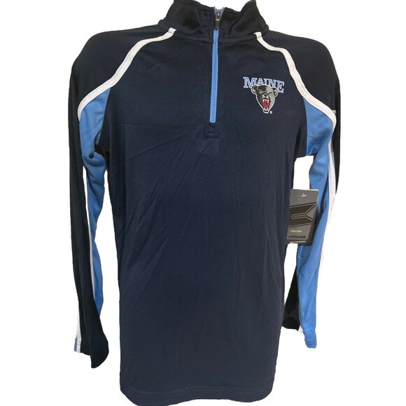 NEW Maine UMO Black Bears Colosseum Athletics Navy 1/4 Zip LS Shirt Youth M - Picture 1 of 5